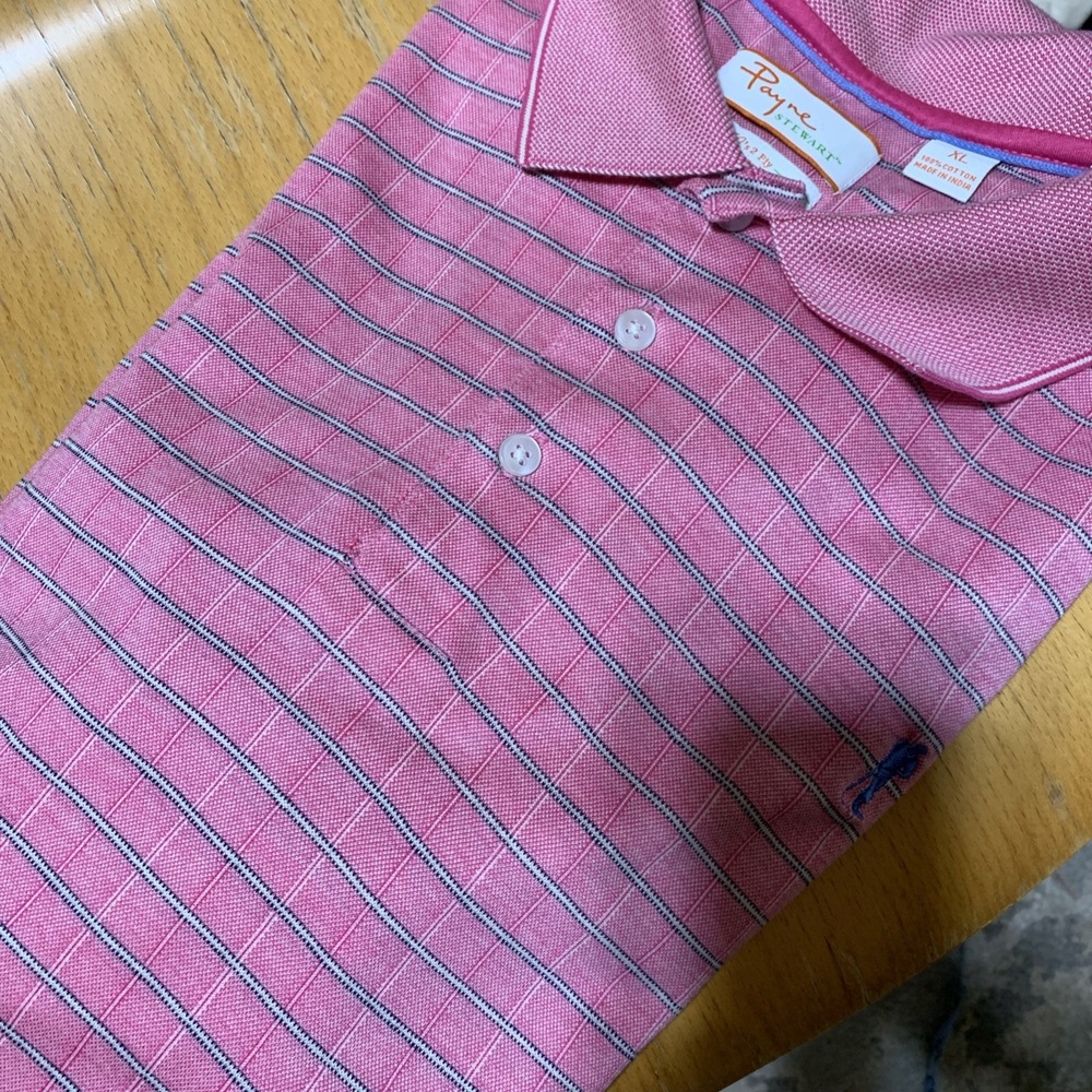 Payne Stewart Golf Polo Shirt Men XL Short Sleeve Casual Preppy Men's Pink Cotto
